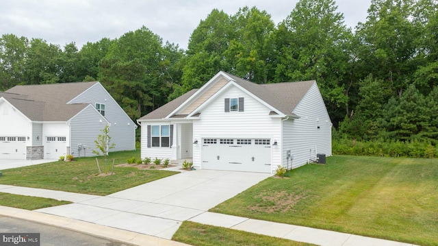 view of front of house featuring a front yard and central AC