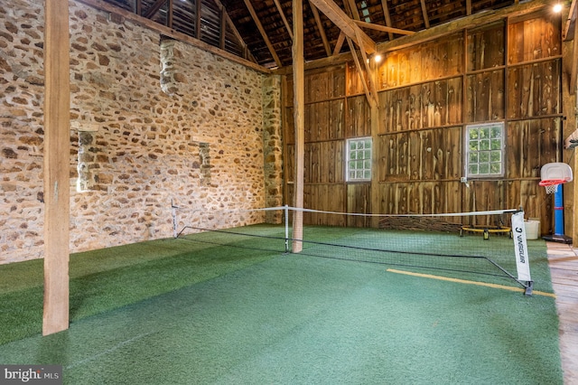 interior space with tennis court