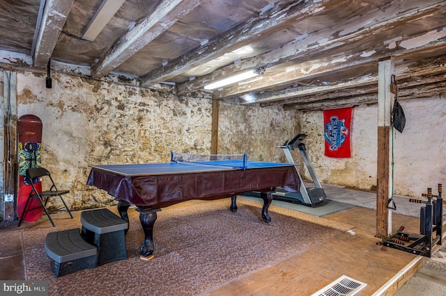 game room with billiards