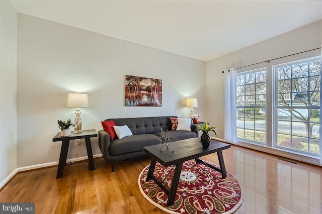 living room featuring light hardwood / wood-style floors