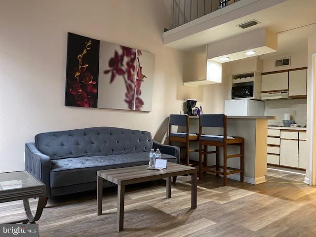 living room featuring light hardwood / wood-style flooring