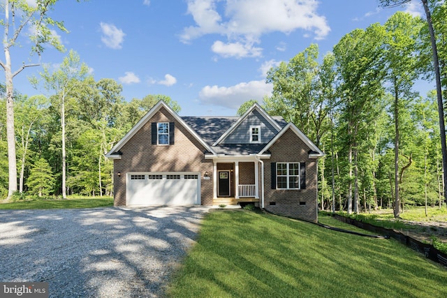 view of front facade featuring a garage and a front yard