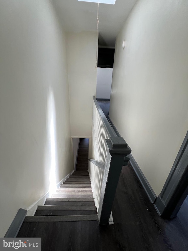 stairs featuring a skylight