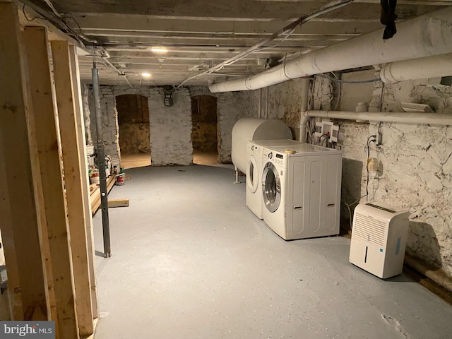 basement with independent washer and dryer