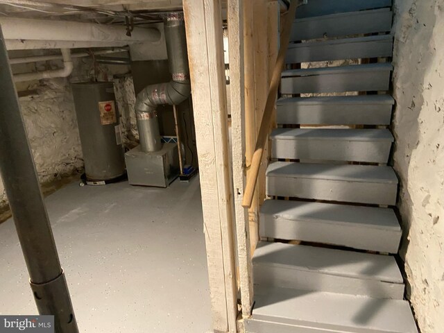 basement with water heater