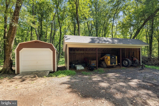 view of garage