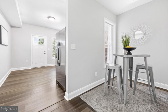 foyer featuring dark wood-type flooring