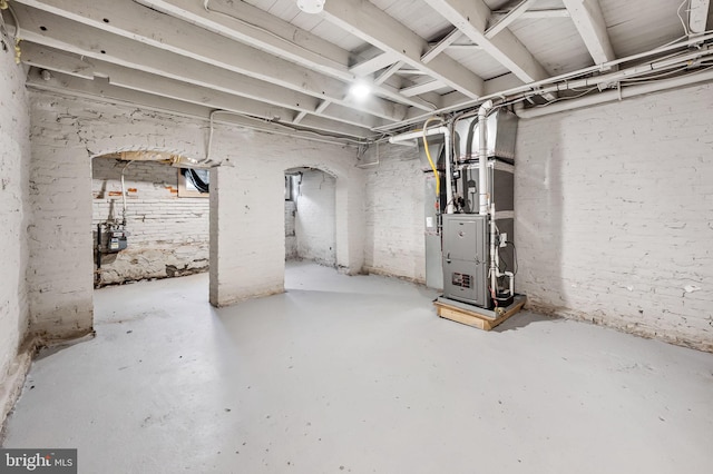 basement with heating unit