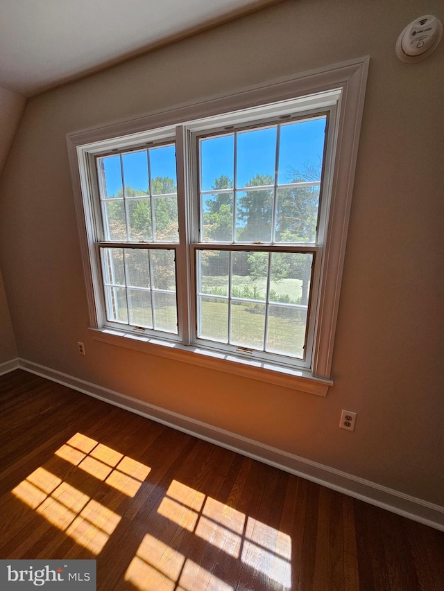 interior space with dark hardwood / wood-style flooring