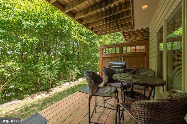 wooden balcony with a wooden deck