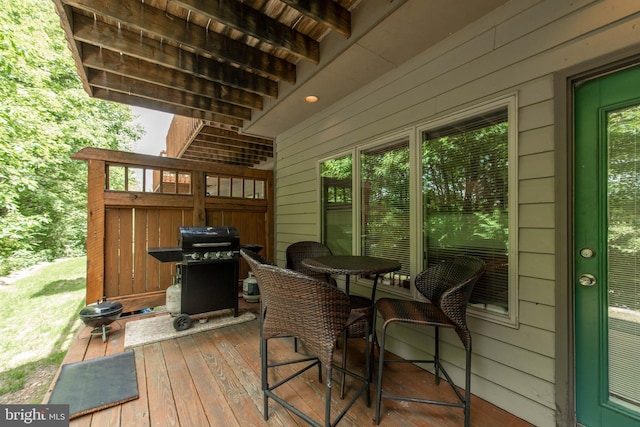 deck featuring grilling area