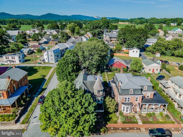 bird's eye view with a mountain view