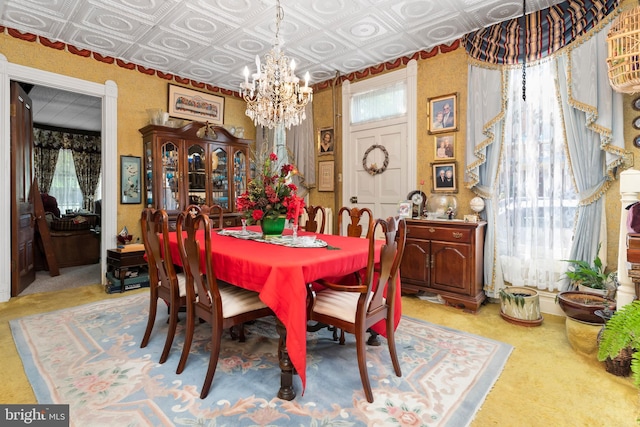 dining area with a chandelier