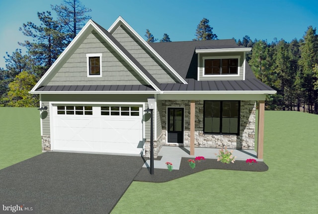 craftsman-style house featuring a front yard and a porch