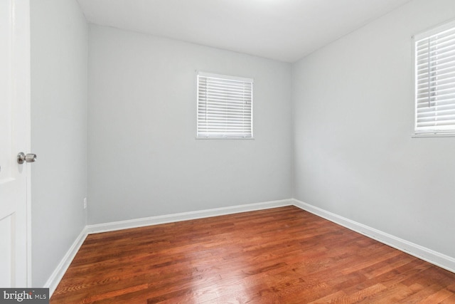 spare room featuring wood-type flooring