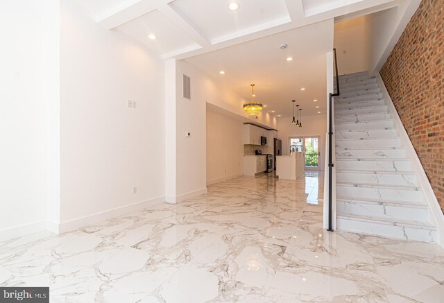 interior space with beamed ceiling