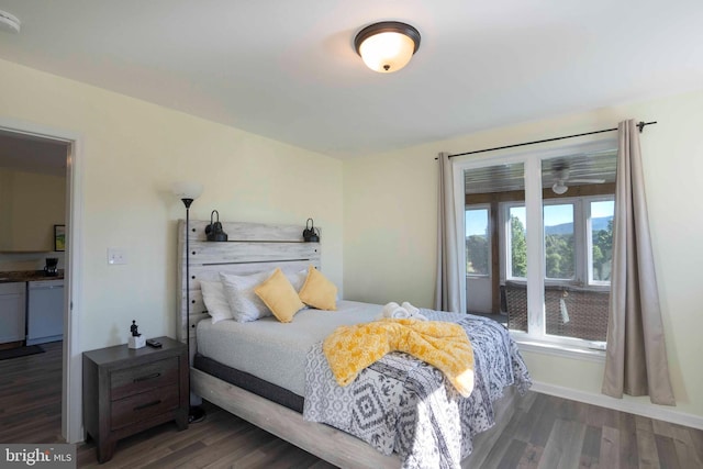 bedroom featuring dark wood-type flooring