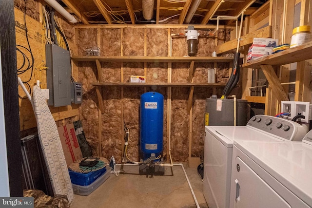 laundry area featuring washing machine and dryer and electric panel