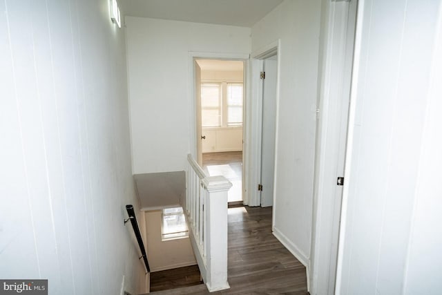 corridor featuring dark hardwood / wood-style flooring