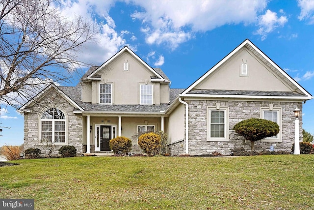 view of property with a front lawn