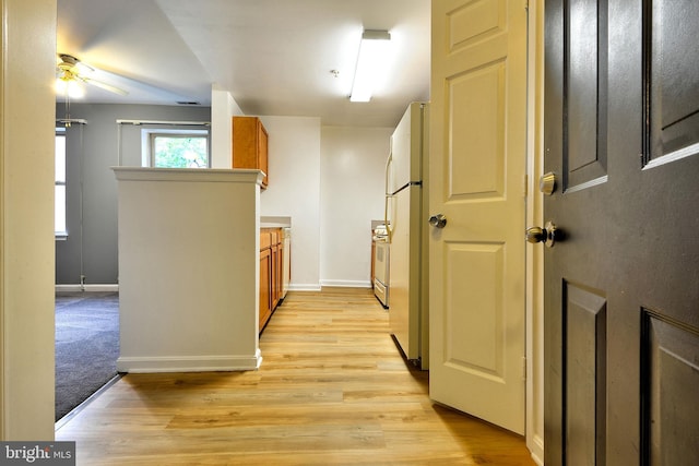 corridor featuring light hardwood / wood-style flooring