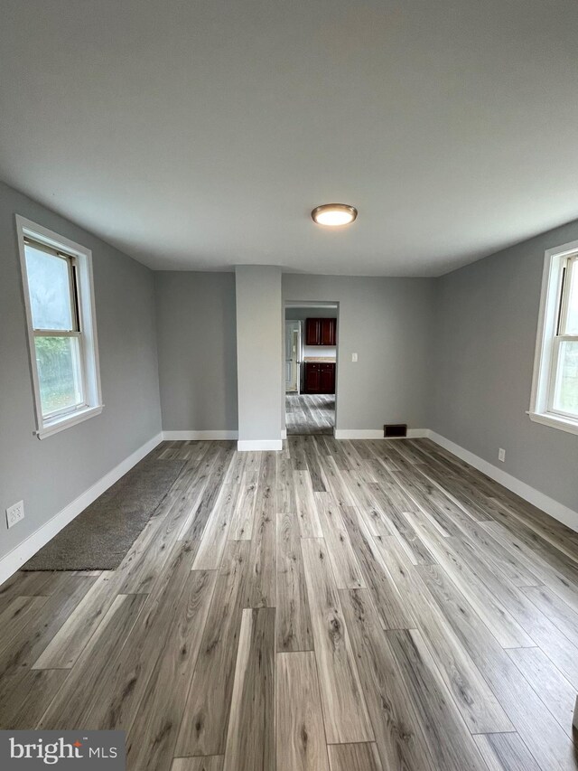 unfurnished living room featuring light hardwood / wood-style flooring