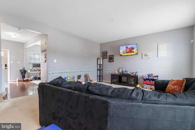 living room featuring carpet floors