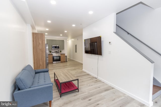 living room with light wood-type flooring