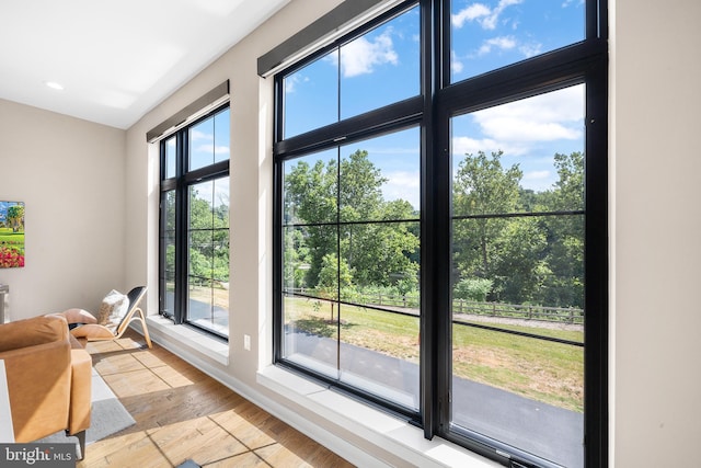 doorway to outside with light hardwood / wood-style floors