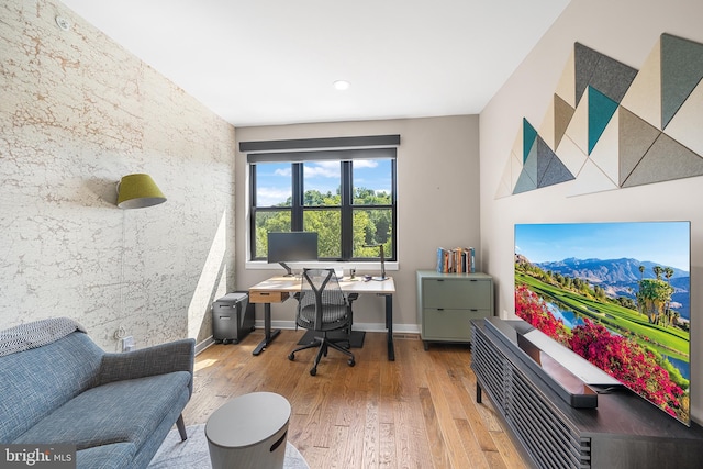 home office featuring light wood-type flooring