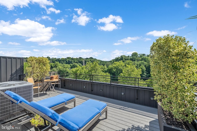 wooden terrace with cooling unit