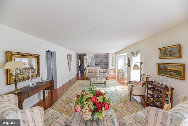 living room with hardwood / wood-style floors