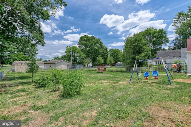 view of yard with a playground