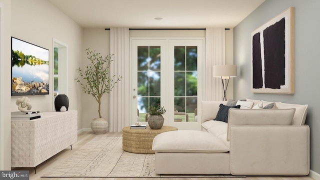 living area with light wood-type flooring