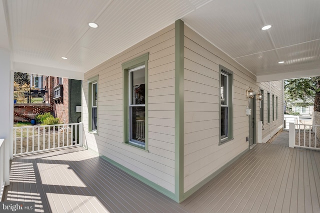 deck featuring covered porch