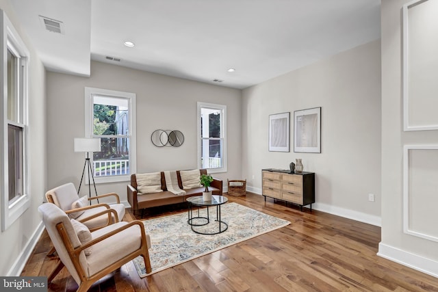 living room with hardwood / wood-style flooring