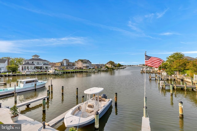 view of dock featuring a water view