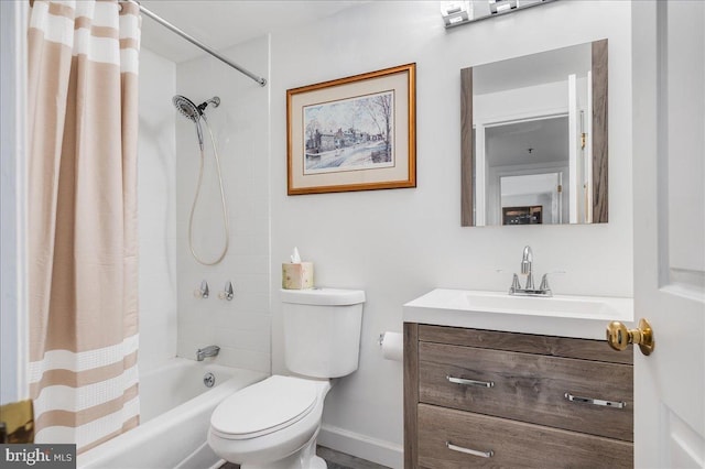 full bathroom with vanity, toilet, and shower / bath combo