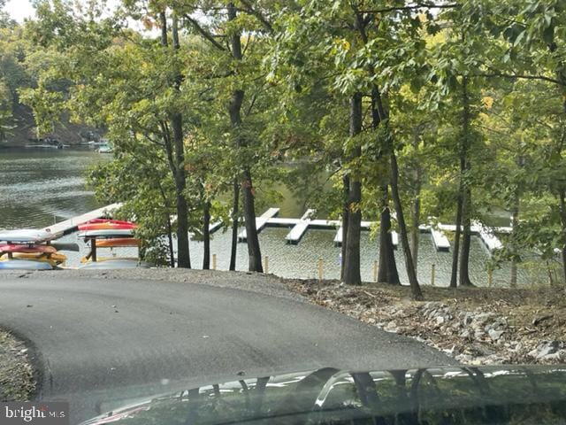 view of road featuring a water view