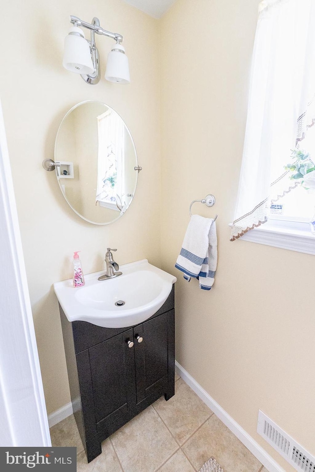 bathroom featuring tile patterned flooring and vanity