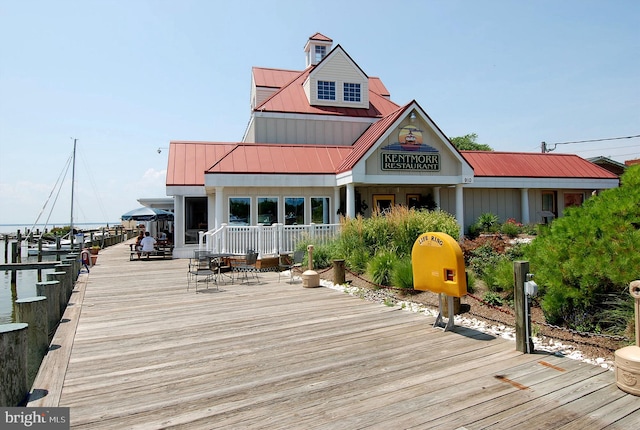 exterior space featuring a water view