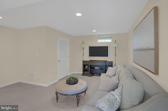 living room with carpet flooring