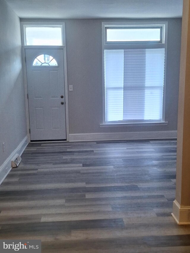 foyer with dark hardwood / wood-style floors