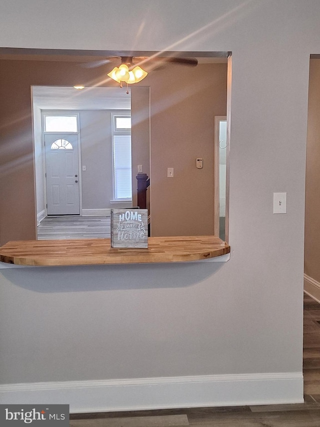 entryway with hardwood / wood-style floors