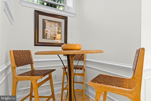 view of dining area