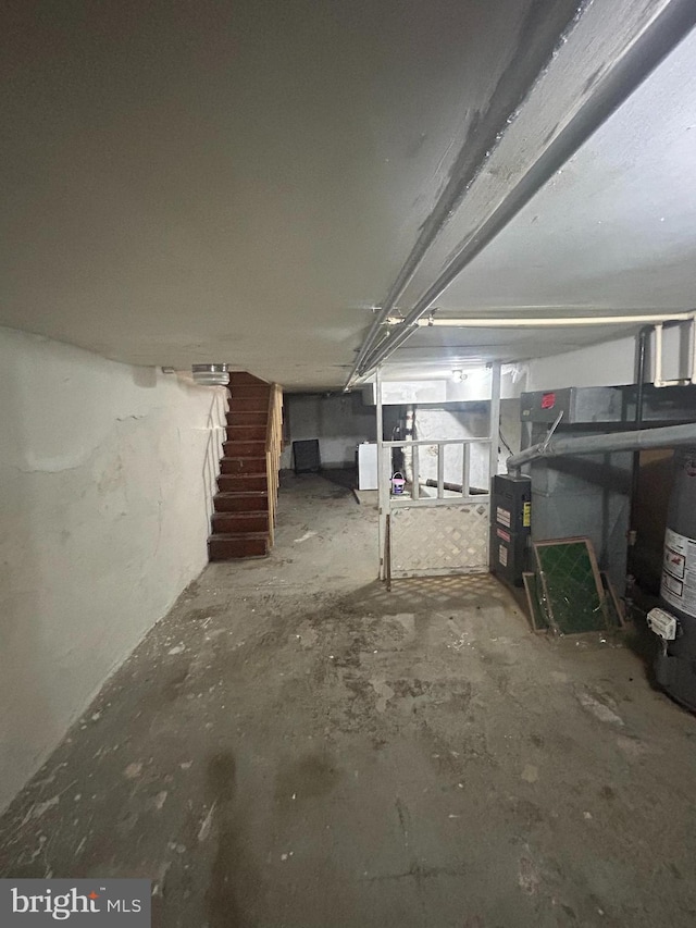 basement with water heater