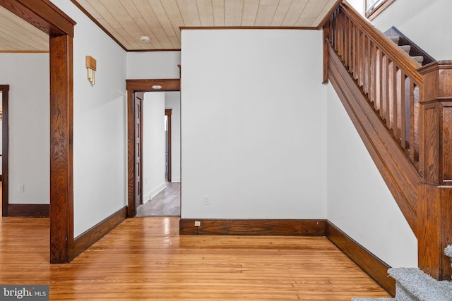 75 Church St, Beverly, NJ 08010 - interior space featuring hardwood / wood-style floors, ornamental molding, and wood ceiling