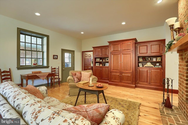 living room with light wood-type flooring