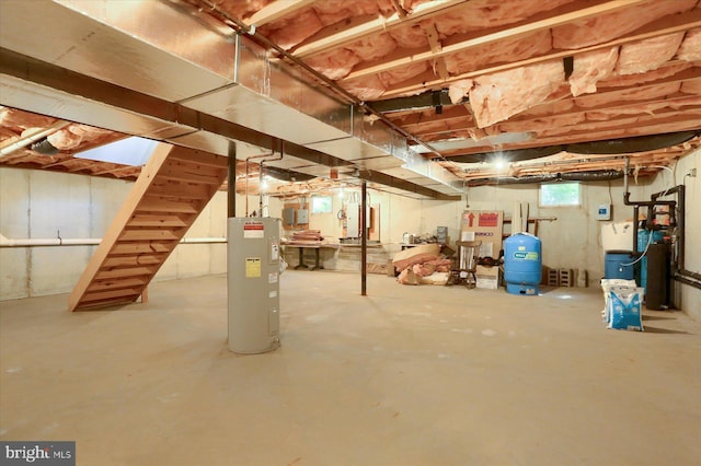 basement with water heater