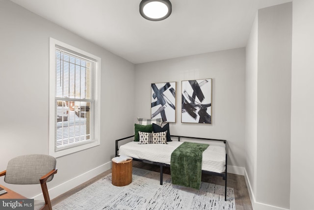 sitting room with light hardwood / wood-style flooring